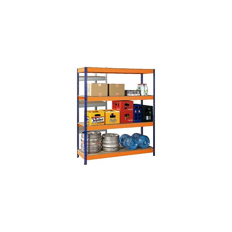 Compra Estanteria metal galvanizado 4 estantes madera sin tornillos 190 x 150 x 60 cm azul/naranja IRONSIDE 102803 al mejor precio