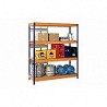 Compra Estanteria metal galvanizado 4 estantes madera sin tornillos 190 x 150 x 60 cm azul/naranja IRONSIDE 102803 al mejor precio