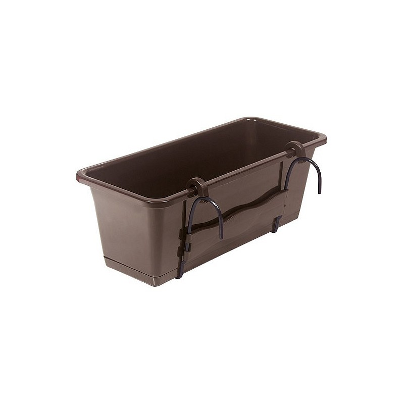 Compra Jardinera balcon rectangular con gancho y plato camelia chocolate 51x19x17 cm VAM DCM500W-R222 al mejor precio