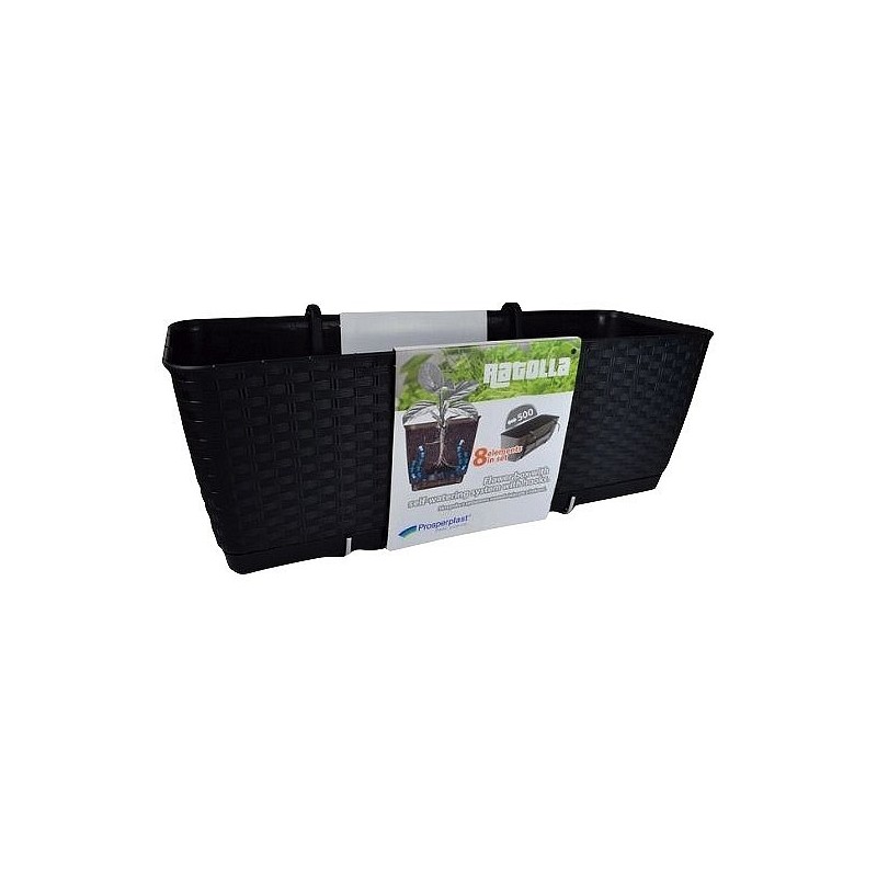 Compra Jardinera balcon rectangular con gancho y plato ratan antracita 50x17x17.5 cm VAM DRL500PW-S433 al mejor precio