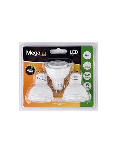 Compra Bombilla led dicroica (pack 3 unidades) gu10 luz calida 360lm 4w MEGALED HIGH POWER al mejor precio