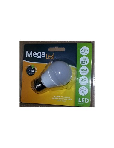 Compra Bombilla led esferica e27 luz calida 380lm 7w MEGALED GIG27E-P45-70W al mejor precio