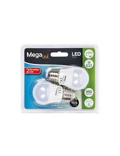 Compra Bombilla led esferica mini (pack 2 unidades) e27 luz neutra 390lm 5w MEGALED GIG27E-G45-50NP2 al mejor precio