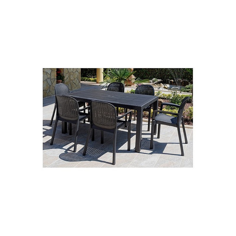 Compra Mesa resina ratan elegance negro 150 x 90 cm GARDEN LIFE 4090-06 al mejor precio