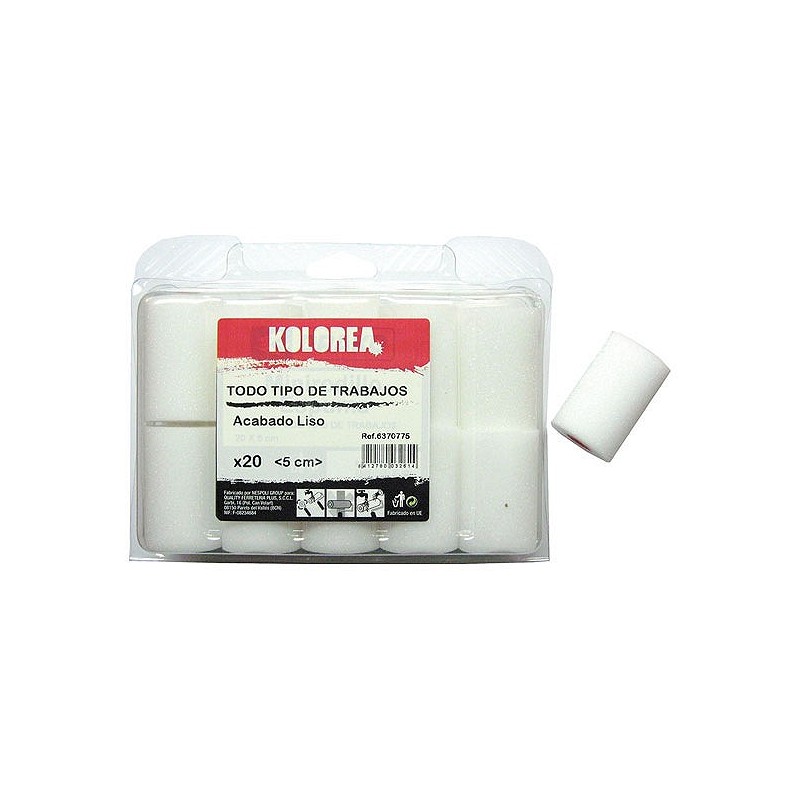 Compra Mini rodillo recambio espuma multiusos 5 cm x ø16 mm 20 uds KOLOREA 6370775 al mejor precio