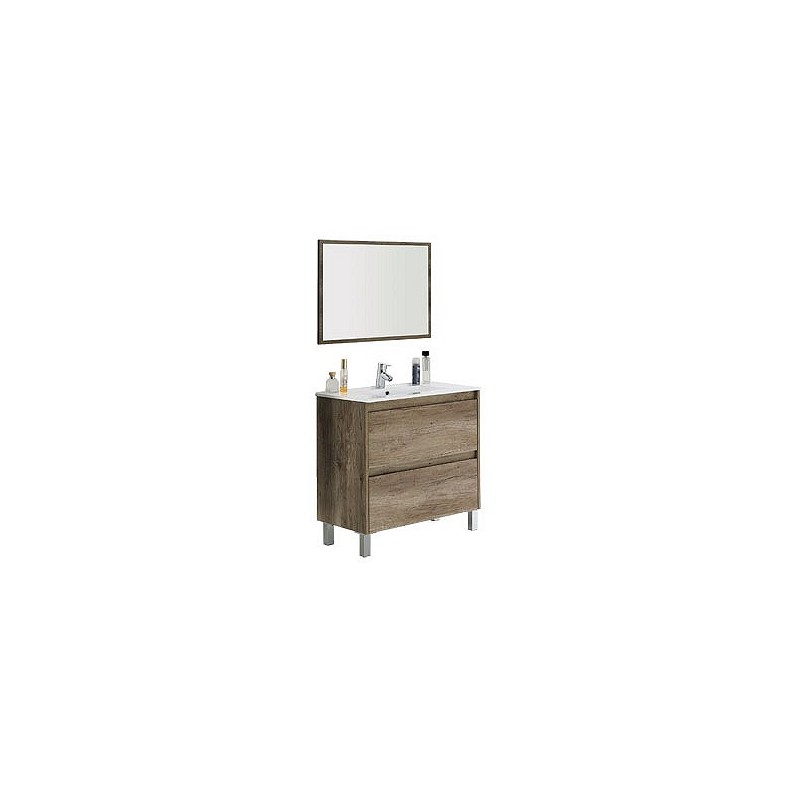 Compra Mueble baño 80 cm más espejo dakota roble 80 x 80 x 45 cm ARKITMOBEL 305040H al mejor precio