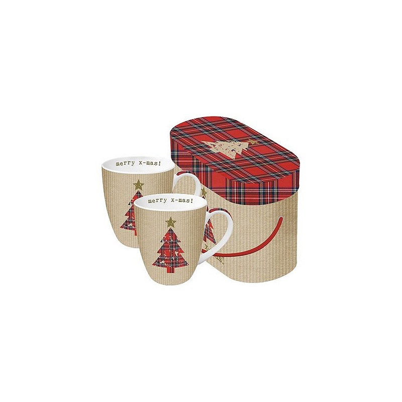 Compra Mug bone china 0,25cl set 2u tartan tree red 602335 al mejor precio