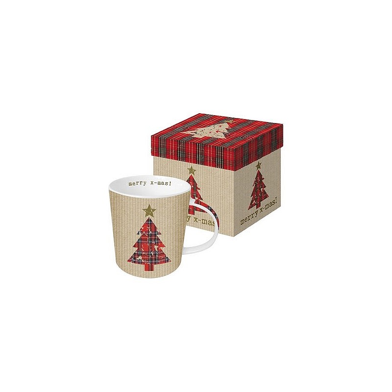 Compra Mug bone china 0,35cl tartan tree red 602336 al mejor precio