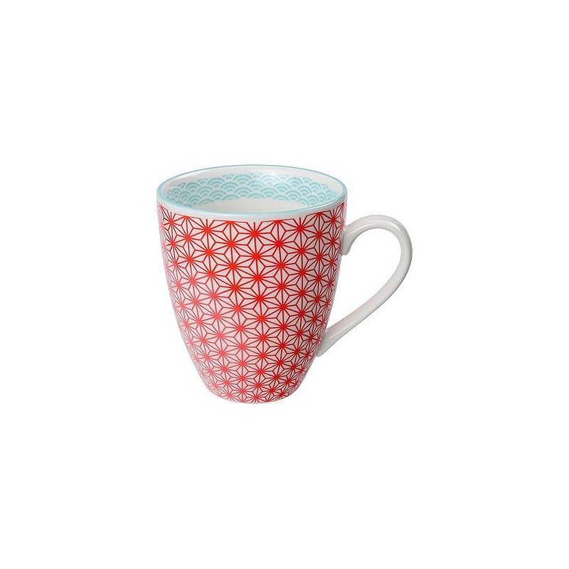 Compra Mug porcelana 300 ml rojo borde celeste TOKYO 8784 al mejor precio