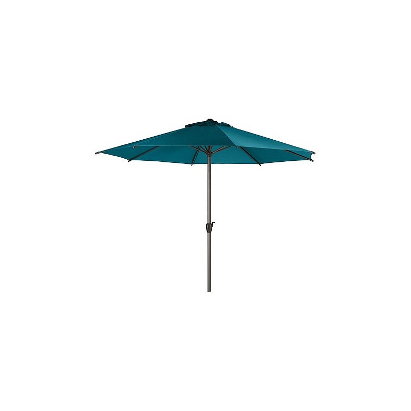 Compra Parasol aluminio inclinable azul verdoso 3 m tubo 48 mm con manivela QFPLUS 165527G al mejor precio