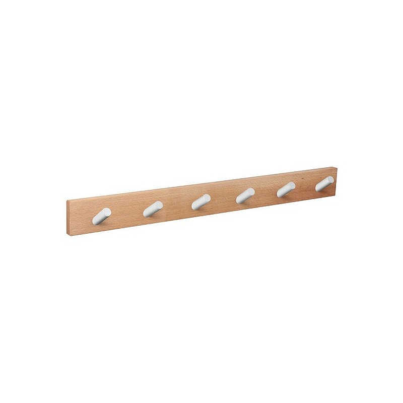 Compra Percha pared madera natural 6 pomos inclinados blancos NESU 9400HNBL6 al mejor precio