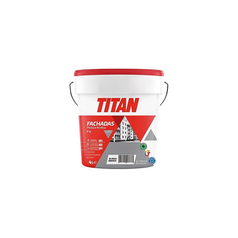 Compra Pintura acrilica fachadas f4 mate 4 l blanco TITAN 125670004/5807570 al mejor precio