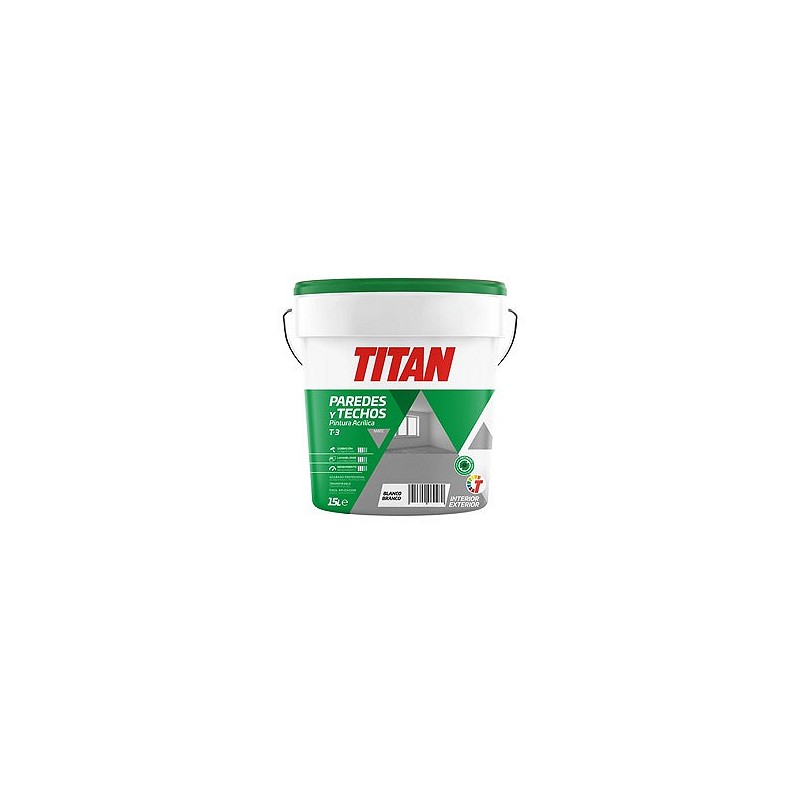 Compra Pintura acrilica interior t3 mate 15 l blanco TITAN 123000315/5807504 al mejor precio