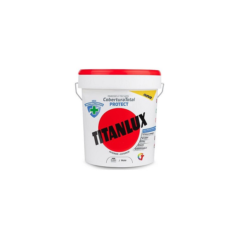 Compra Pintura plastica antibacterias cobertura total protect mate 4 l blanco TITAN 06S100005/5699448 al mejor precio