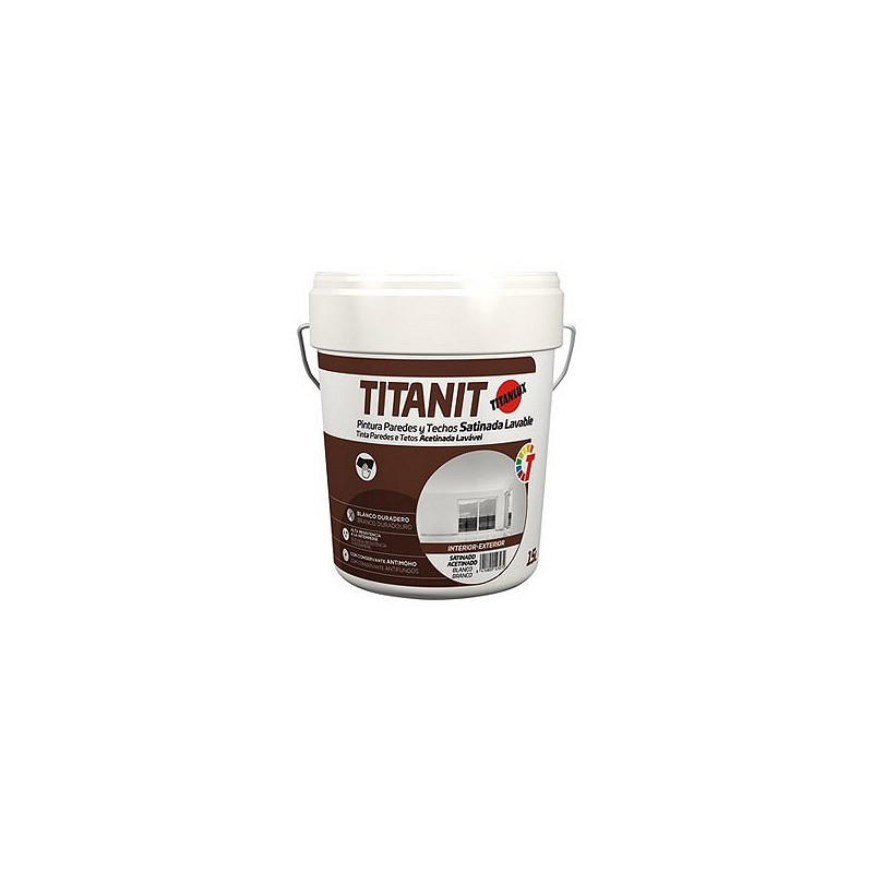 Compra Pintura plastica interior exterior titanit satinado 4 l blanco TITAN 12200004/5805890 al mejor precio