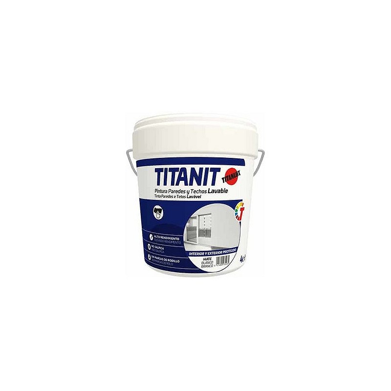 Compra Pintura plastica interior titanit mate 4 l blanco TITAN 29190004/5806110 al mejor precio