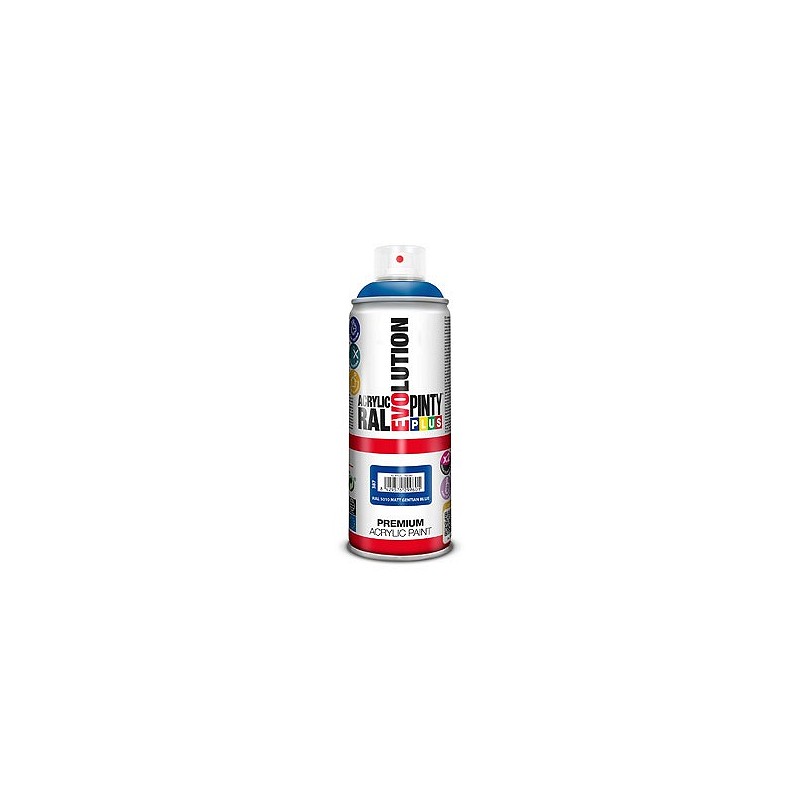 Compra PINTURA SPRAY ACRILICA EVOLUTION MATE 520 CC RAL 5010 AZUL GENCIANA PINTYPLUS 387 al mejor precio