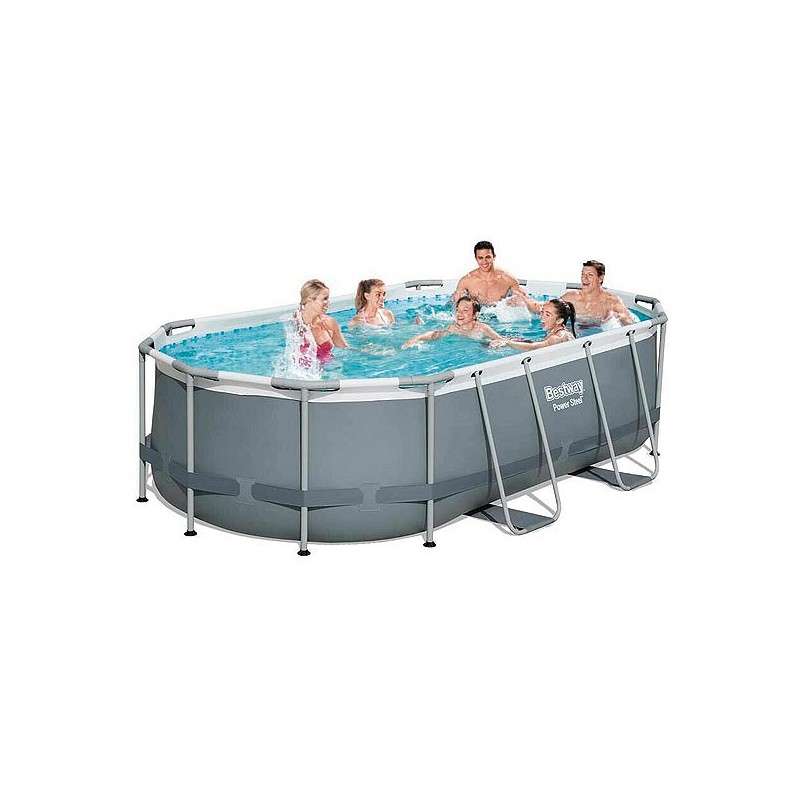 Compra Piscina desmontable oval power steel 7.250 l depuradora cartucho tipo ii 427x250x100 cm gris BESTWAY 56620 al mejor precio