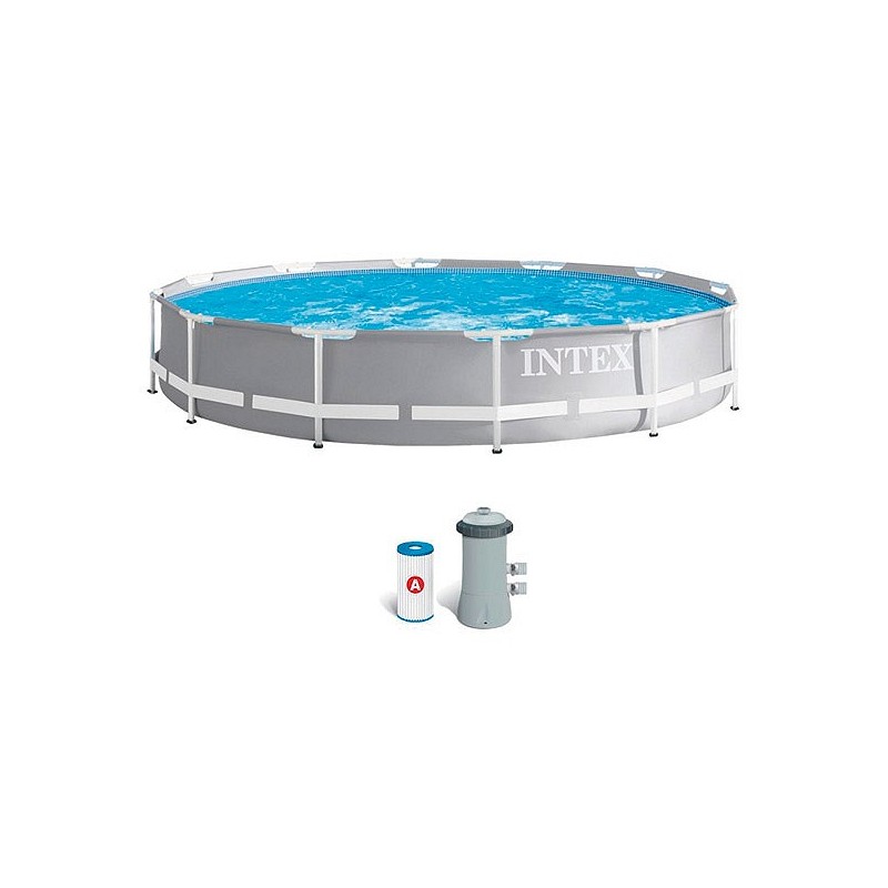 Compra Piscina desmontable redonda metal frame 6.503 l depuradora cartucho tipo a diámetro 366 x 76 cm INTEX 55203 al mejor precio