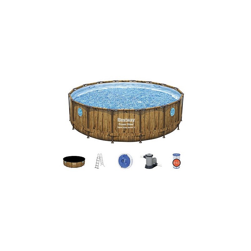 Compra Piscina desmontable redonda power steel swim 23.062 l depuradora de cartucho tipo iii diámetro 549 x 122 cm BESTWAY 56977 al mejor precio