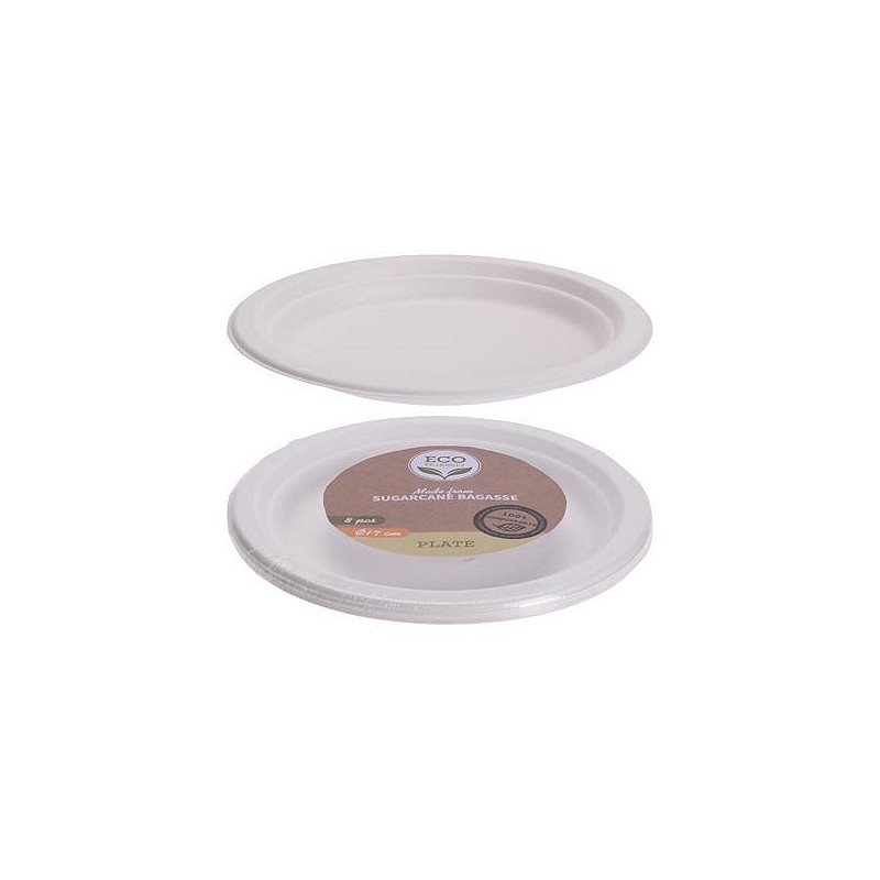 Compra Plato postre desechable biodegradable pack 8 uds diámetro 17 cm CY4653330 al mejor precio