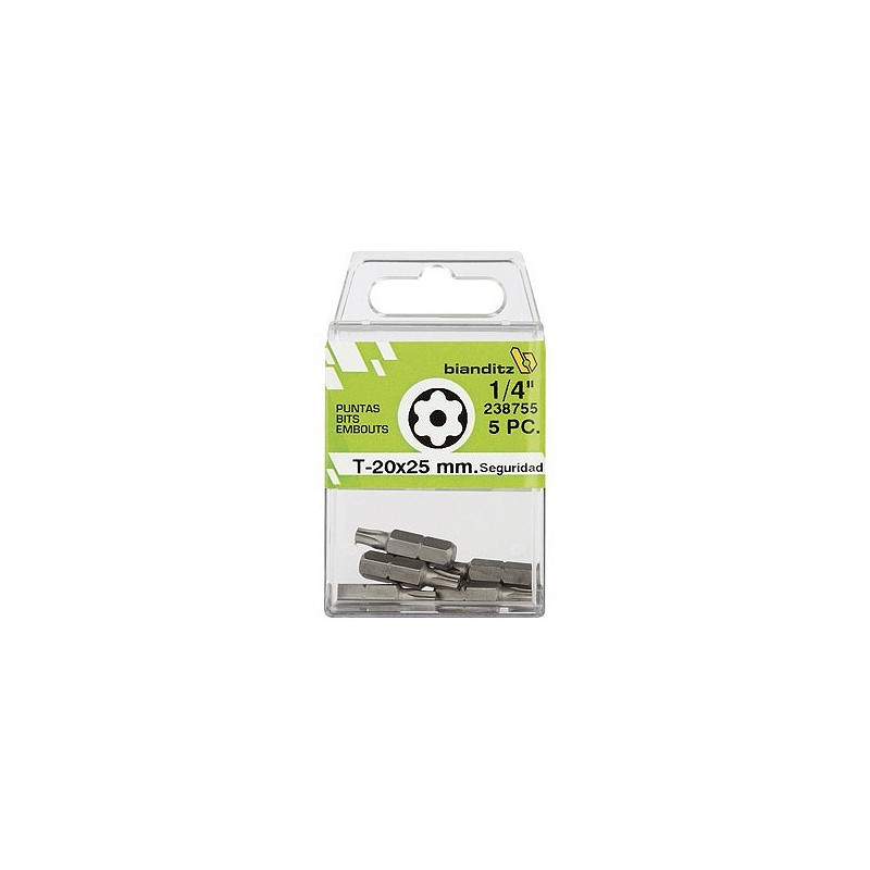 Compra Punta atornillar torx seguridad 1/4 5 uds 10 x 25 mm BIANDITZ 238753 al mejor precio