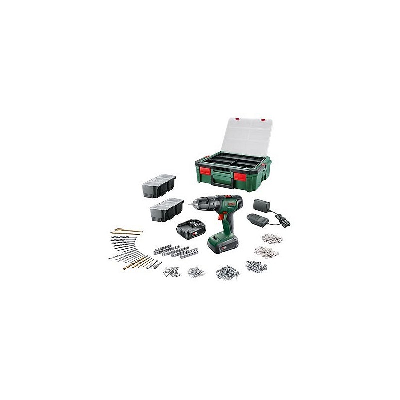 Compra Taladro atornillador a bateria 18 v incluye systembox más 241 accesorios BOSCH BRICOLAJE 06039D4003 al mejor precio