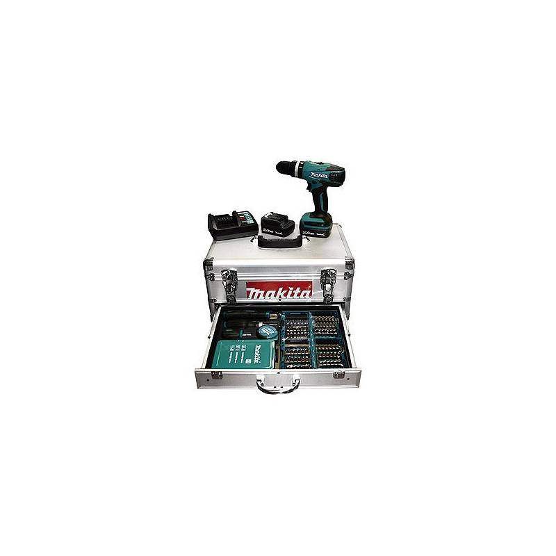 Compra Taladro percutor bateria 14,4 v 2 baterias 1.3 ah más accesorios MAKITA HP347DWEX1 al mejor precio