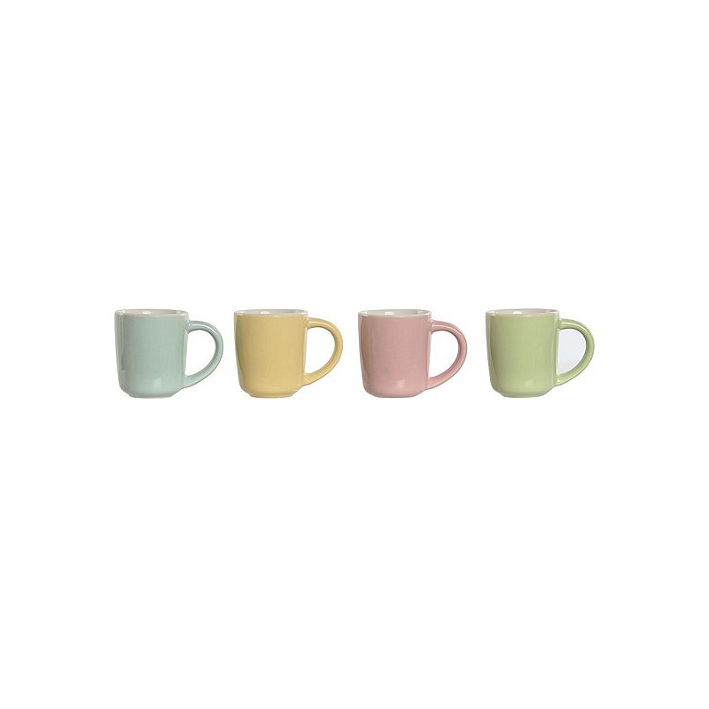 Compra TAZA CAFE PORCELANA COLORES PASTEL SET 4DS 9 CL SURTIDO PC-211447 al mejor precio