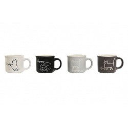 Compra TAZA PORCELANA DECORADA CAFE SURTIDO 7 CL GATOS GRISES PC-209504 al mejor precio