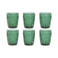 Compra VASO RUSTICO GRABADO HOJAS SET 6 UDS VERDE PC-211451 al mejor precio