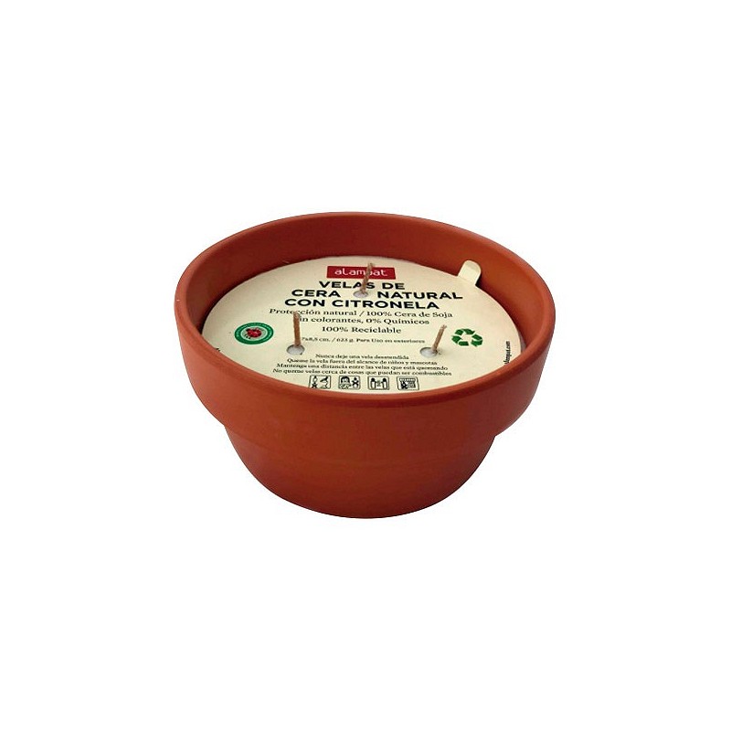 Compra Vela citronela cera natural bol terracota 17 x 8,5 cm ALAMPAT 309 al mejor precio