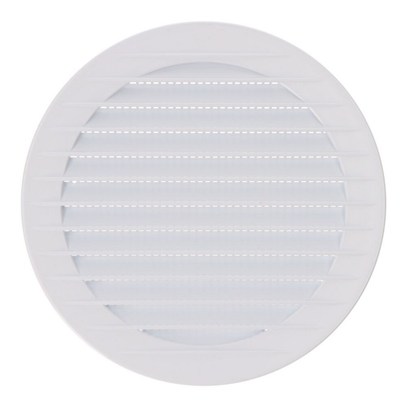 Rejilla ventilación redonda empotrable con mosquitera ø120mm abs blanca