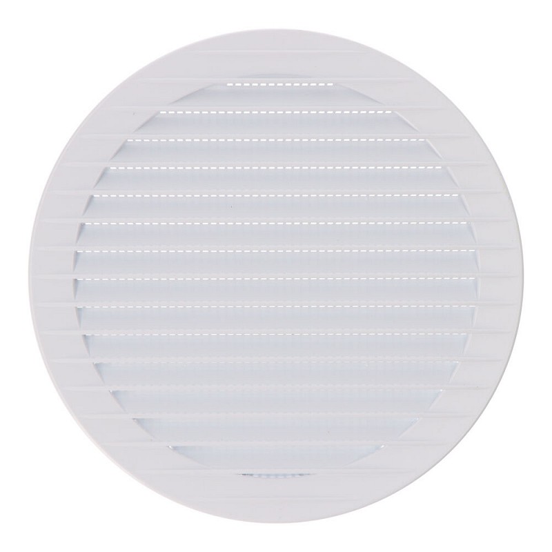 Rejilla ventilación redonda empotrable con mosquitera ø150mm abs blanca