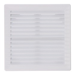 Rejilla ventilación cuadrada empotrable ajustable ø 80-150 con mosquitera 170x170x11,5mm abs blanca