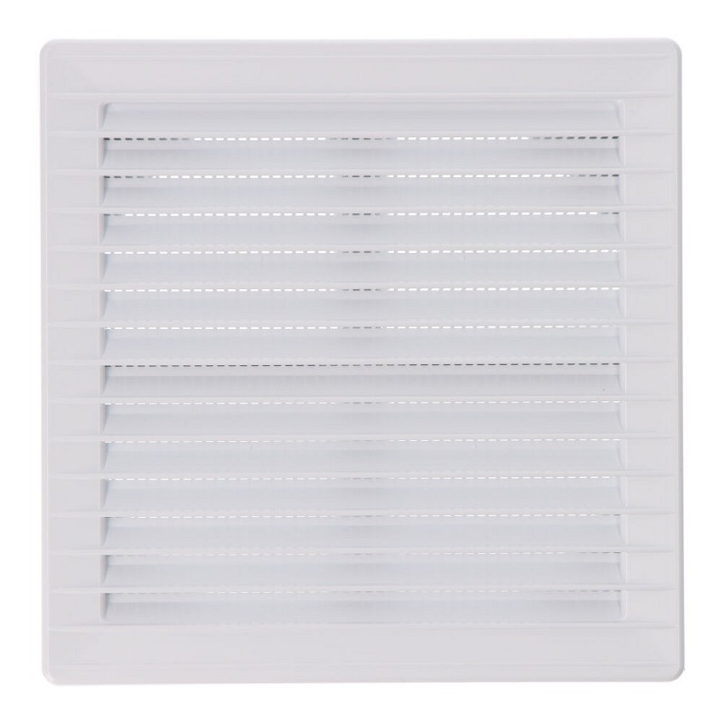 Rejilla ventilación cuadrada empotrable ajustable ø 80-150 con mosquitera 170x170x11,5mm abs blanca