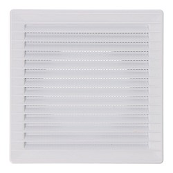 Rejilla ventilación cuadrada empotrable ø 100mm con mosquitera 170x170x10mm abs blanca