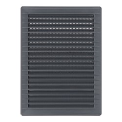 Rejilla ventilacíón rectangular empotrable con mosquitera abs 135x205mm gris