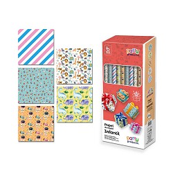 Papel regalo surtido, 5 modelos infantil, 70x100cm (venta solo caja 50 unid)