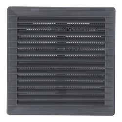 Rejilla ventilación cuadrada empotrable ajustable ø 80-150 con mosquitera 170x170x11,5mm abs gris