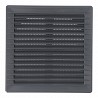 Rejilla ventilación cuadrada empotrable ajustable ø 80-150 con mosquitera 170x170x11,5mm abs gris