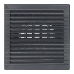 Rejilla ventilación cuadrada empotrable ø 100mm con mosquitera 170x170x11,5mm abs gris