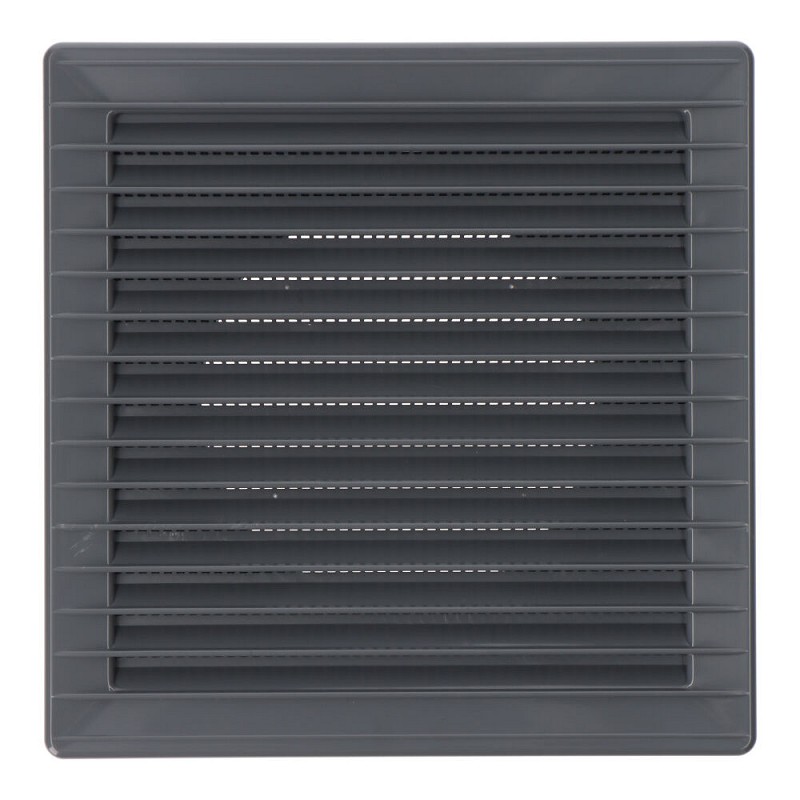 Rejilla ventilación cuadrada empotrable ø 100mm con mosquitera 170x170x11,5mm abs gris