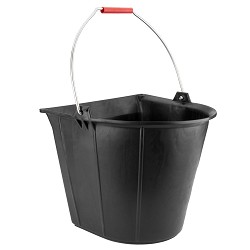 Cubo industrial plano 13 l de caucho sintético negro, con asa metálica.