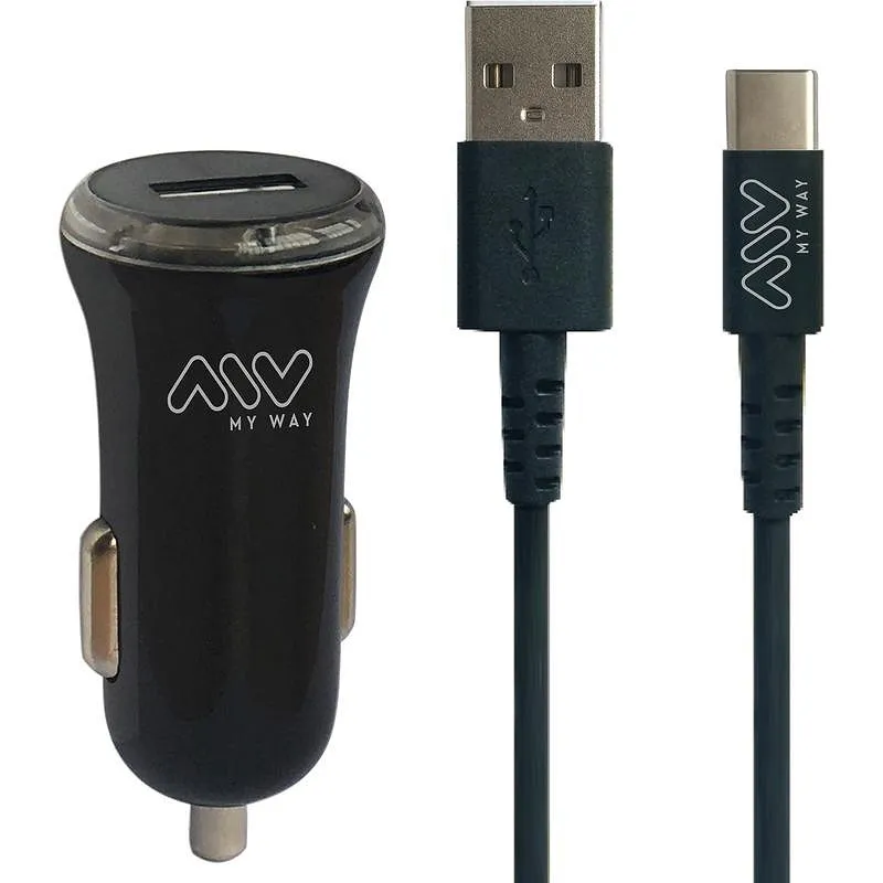 Compra CARGADOR AUTOMOVIL USB + CABLE TIPO C 2A 15,6X8X3CM ABS NE PACK MYWAY MYWEPAK0005 al mejor precio