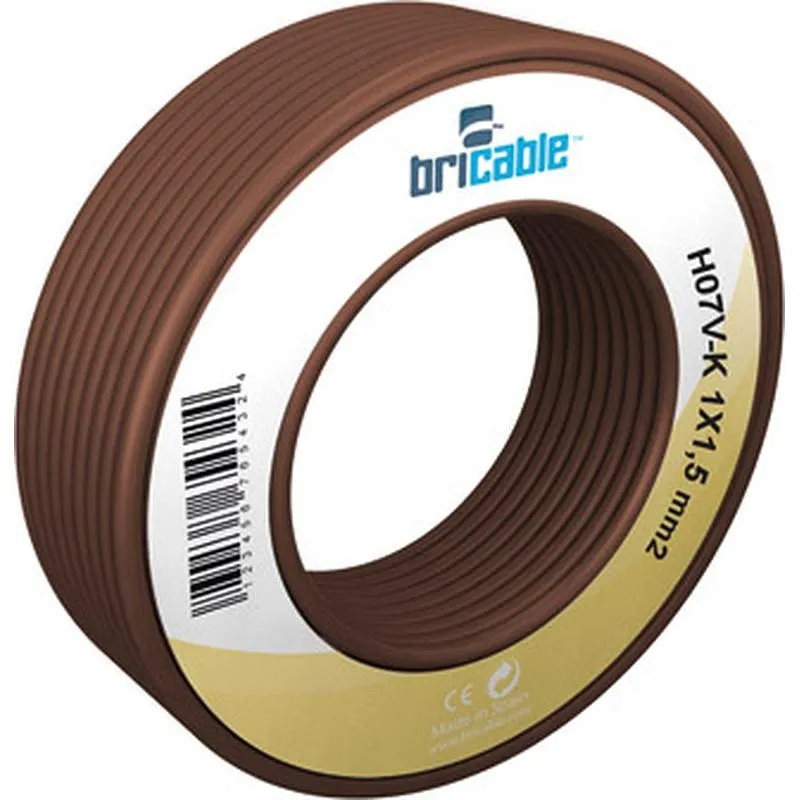 Compra CABLE HILO FLEXIBLE H07V-K 1X1,5MM 100MT MARRON BRICABLE 131M001MRT100 al mejor precio