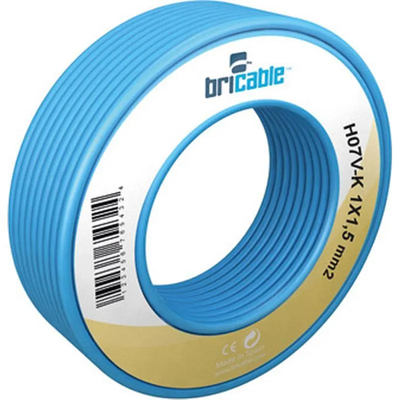 Compra CABLE HILO FLEXIBLE H07V-K 1X1,5MM 100MT AZUL BRICABLE 131A001MRT100 al mejor precio