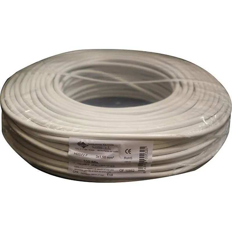 Compra CABLE MANGUERA 500V VV-F H05VV-F 3X1,5MM 100MT BLANCO BRICABLE 0903001MR100 al mejor precio