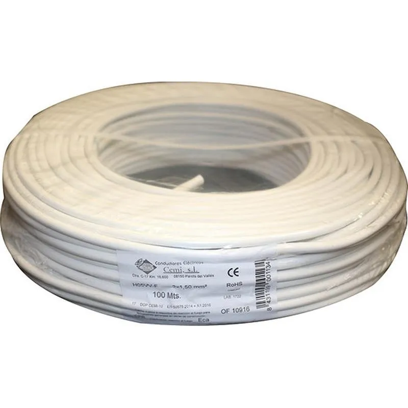 Compra CABLE MANGUERA 500V H05VV-F 2X1,5MM 100M BLANCO BRICABLE 0902001MR100 al mejor precio