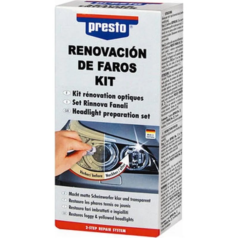 Compra RESTAURADOR PULIDOR FAROS AUTO 3 LIJAS GAMUZA TACO SPRAY LACA PRESTO PRESTO 365171 al mejor precio
